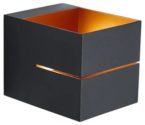 Candeeiro de Parede Preto com Interior Dourado Incl. LED e Dimmer de Toque Recarregável - Joris Groove Moderno