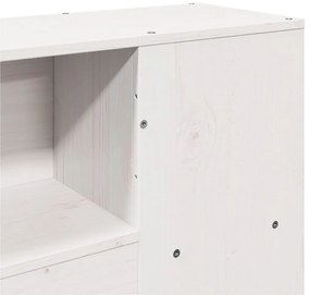 Cama com estante sem colchão 140x190 cm pinho maciço branco