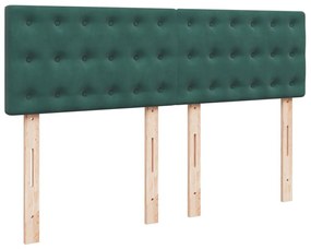 Cama com molas/colchão 160x200 cm veludo verde-escuro