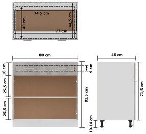 Armário inferior c/ gavetas derivados de madeira cinzento
