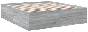 Estrutura de cama 200x200 cm derivados madeira cinzento sonoma