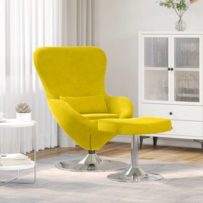 Poltrona Egg vidaXL com Puff Veludo Amarelo
