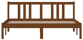 Estrutura cama king 150x200 cm madeira maciça castanho-mel