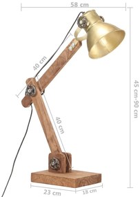 Candeeiro secretária industrial redondo 58x18x90cm E27 bronze