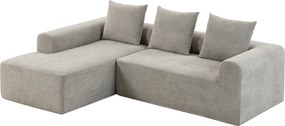 HOMCOM Sofá de Canto em Chenille, Sofá 3 Lugares em L 242 cm com Chaise Longue, Assento Profundo, Braços Largos, Cinza Claro | Aosom Portugal