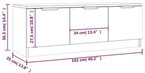 Móvel p/ TV 102x35x36,5 cm madeira processada cinzento sonoma