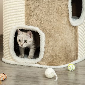 PawHut Arranhador em Forma de Cilindro para Gatos de 2 Níveis com Cave