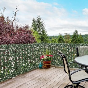 2 painéis de Sebe artificial 295 x 70 cm com folhas para parede, que protege da vista, comprimento ajustável, treliça extensível em PE verde