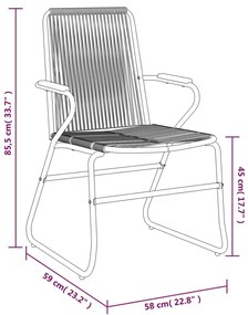 3 pcs conjunto de jantar para jardim vime PVC preto