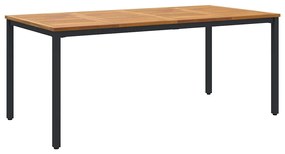 Conjunto de Jantar de Jardim vidaXL 7 Peças Cinza Rattan Acacia