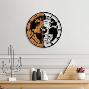Relógio de Parede Decorativo Mas-041 – Nogueira e Preto – 56 x 3 x 56