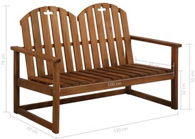 Banco de jardim 110 cm madeira acácia maciça