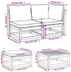 8 pcs conjunto lounge jardim c/almofadões madeira maciça acácia