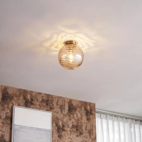 Candeeiro de Teto Design Latão com Vidro Âmbar Desbotado - Pillon