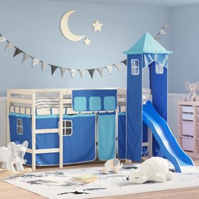 Cortinas para cama elevada com torre poliéster azul