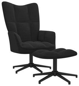 Cadeira de descanso com banco veludo preto