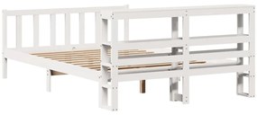 Cama sem colchão 140x190 cm madeira de pinho maciça branco