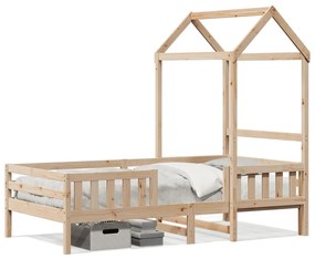 Estrutura de cama com telhado 75x190 cm madeira de pinho maciça