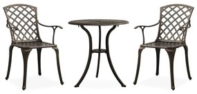 vidaXL 3 pcs conjunto bistrô alumínio fundido bronze