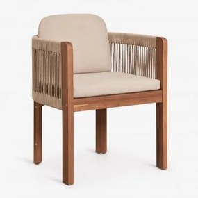 Cadeira De Jantar Serel Com Braços Em Madeira De Acácia E Corda Trançada Castanho Acácia - Sklum