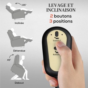 Poltrona elevatória elétrica com função de massagem e aquecimento em tecido chenille, poltrona de relaxamento elétrica com encosto reclinável, cinzent