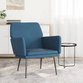 vidaXL Cadeira c/ apoio de braços 62x79x79 cm veludo azul
