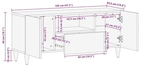 Móvel TV cinzento claro 105x33,5x46 cm madeira mangueira maciça