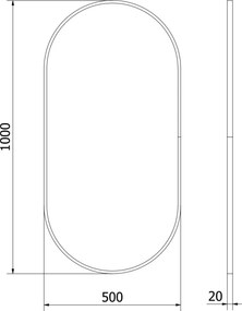 Mexen Loft espelho de casa de banho oval 100 x 50 cm, moldura dourada - 9851-100-050-000-50