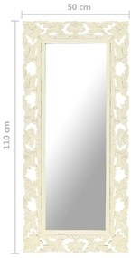 Espelho esculpido à mão 110x50 cm mangueira maciça branco