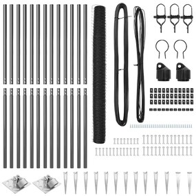 Conjunto de Cercas Conjunto de 2 Cinza Metal, fio coberto em PVC