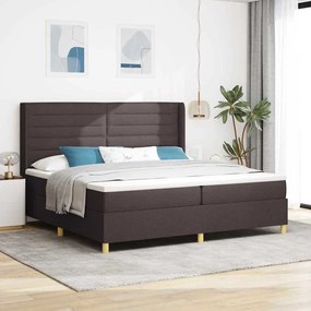vidaXL Cama Box com colchão Marrom Escuro 200 x 200 cm tecido