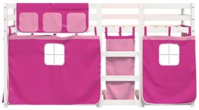 Beliche com cortinas 75x190 cm madeira de pinho maciça rosa