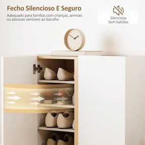 Sapateira de 6 Níveis com 2 Portas em Branco Brilhante com Fechamento Suave e Prateleiras Ajustáveis 70x33,5x95 cm Branco