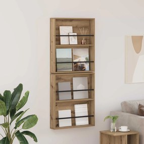 vidaXL Estante de Revistas 2 pcs Carvalho Artesanal 60 x 12 x 70 cm