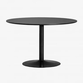 Mesa De Jantar Redonda Em Mdf E Ferro Yvetta Preto & Ø120 Cm & Preto - Sklum