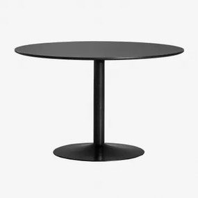Mesa De Jantar Redonda Em Mdf E Ferro Yvetta Preto & Preto & Ø120 Cm - Sklum