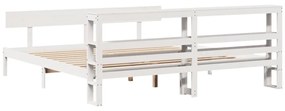 Cama sem colchão 180x200 cm madeira de pinho maciça branco