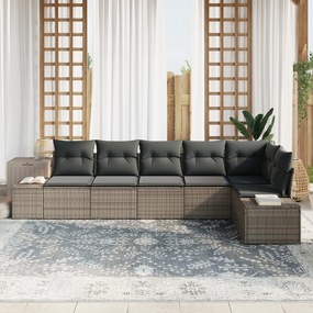 Conjunto de Sofá de Jardim de 6 peças com Almofadas Cinza Vime PE