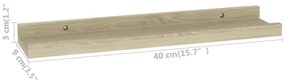 Prateleiras de parede 2 pcs 40x9x3 cm carvalho sonoma