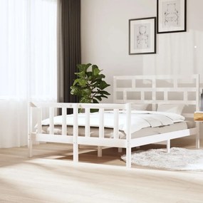 Estrutura de cama 160x200 cm madeira de pinho maciça branco