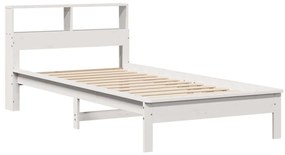 Cama com estante sem colchão 75x190 cm pinho maciço branco