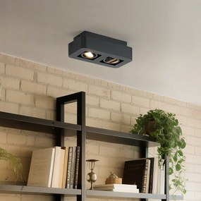 Foco de superfície arredondado preto 2 luzes giratório e inclinável - Dox