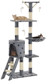 Árvore para gatos c/postes arranhadores sisal 138 cm cinzento
