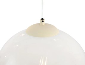 Candeeiro suspenso Art Déco bege com vidro branco 8-luzes - Sandra Art Deco