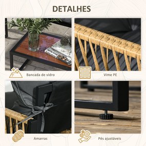 Conjunto de Jardim 4 Peças em Vime Sintético – Milano Grafite – Cinza