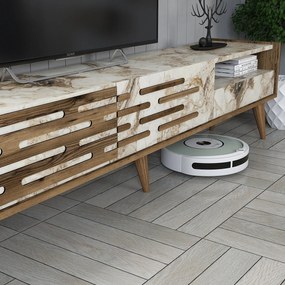 Conjunto de Mobiliário de Sala de Estar Valensiya – Nogueira, Branco,