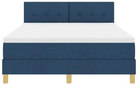 Cama Box Spring com Colchão &amp; LED Azul 140x200 cm Tecido