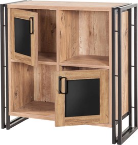 Estante/Aparador "Hakon" com 2 Portas - Pinho Atlântico e Preto - 89x8