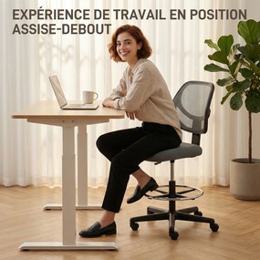 Cadeira de escritório ergonómica, com apoio para os pés, cadeira de desenho em malha, altura ajustável, cinzento escuro
