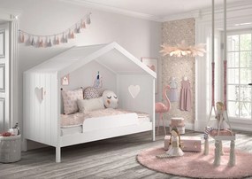 Cama infantil Coleção AMORI House 90x200cm + Estrado + Grade segurança Branca
